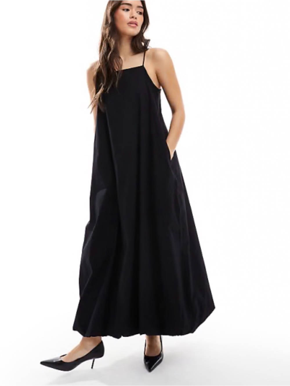Zara Black Spaghetti Strap Maxi Dress